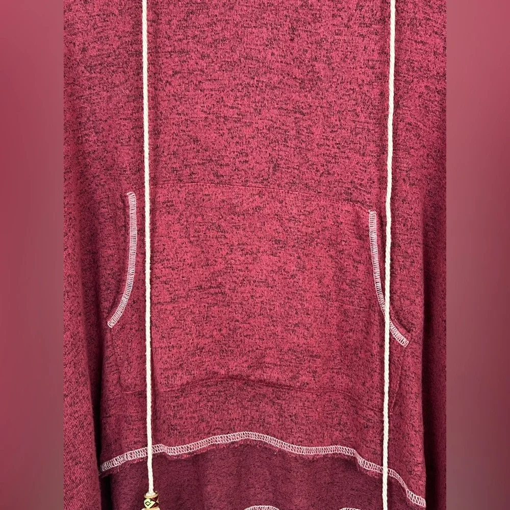 Earthbound sweater hoodie drawstrings burgundy Sz M - Picture 6 of 8